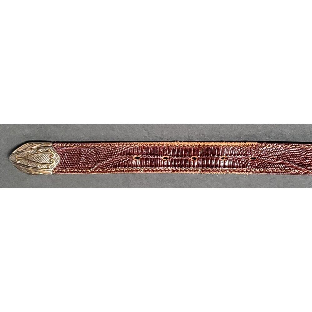 Vintage '98 PGA Tour Belt 538471 Brown Lizard Print Silver Concho MED 28/30 USA - Picture 15 of 16